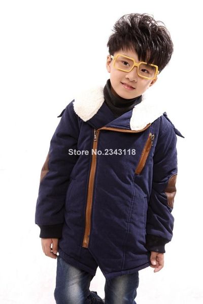 

boys and girls zippers cotton padded clothes winter clothes flannel extra thick cotton kids padded jacket 4-12 ages, Blue;gray