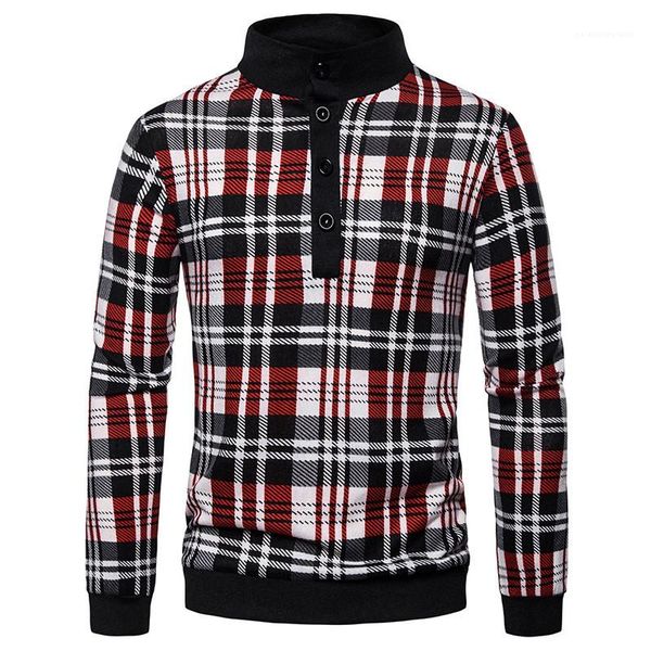 

spring mens designer clothes mens designer plaid polos fashion lapel neck long sleeve polos casual autum, White;black