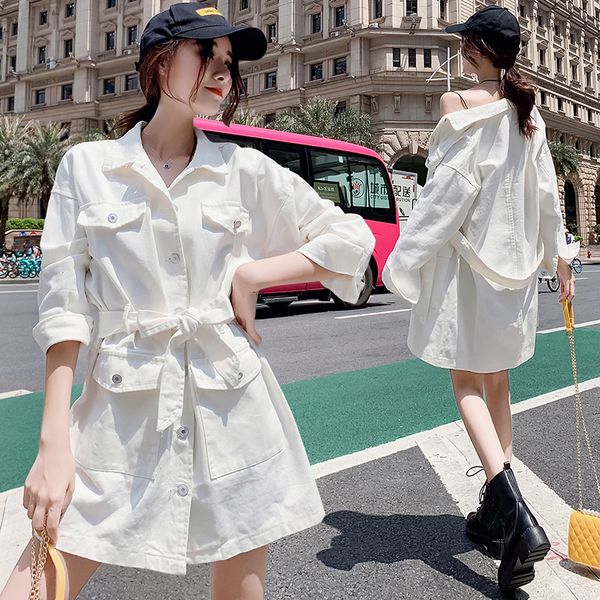 

korean short white jean trench r331, Tan;black