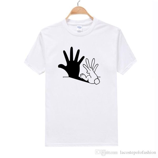 

rabbit and the shadow print mens tshirt designer panelled short sleeve man hemme casual clothing, White;black