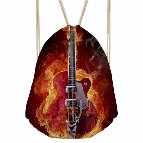 

thikin stylish fire design daily use drawstring bags casual male cinch sack backpacks for teenagers string shoulder bags