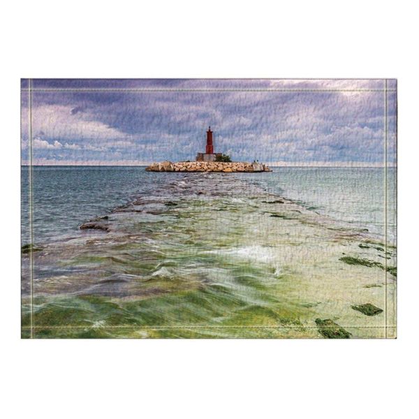 

natural landscape decor; a lighthouse on a clear sea coast bath rugs non-slip doormat floor entryways kids bath mat