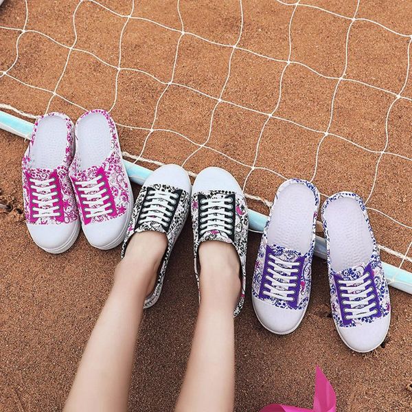 

women ladies beach sandals hollow out flat-bottomed casual shoes woman breathable lace up slippers flats shoes zapatos de mujer, Black