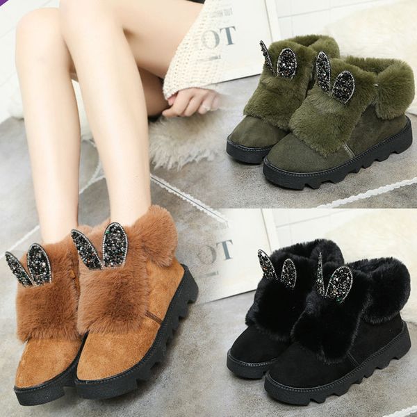 

boots women winter shoes fashion new women casual fur plush warm snow boots with velvet and fur plush shoes zapatos mujer bootie, Black
