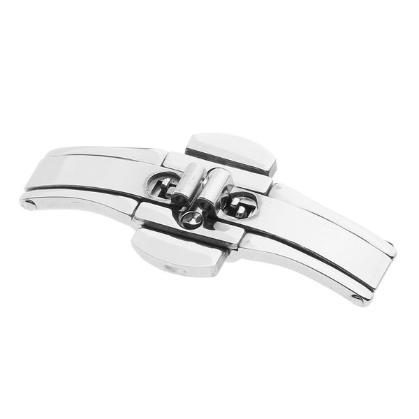 

stainless steel butterfly deployment buckle wristwatch straps clasps 15x4mm, Black;brown