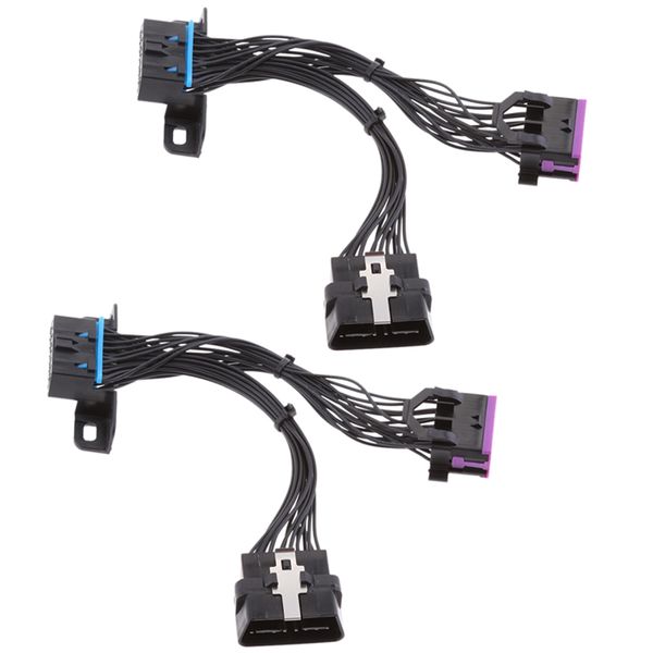 

2 pcs 16-pin obdii y splitter male to female connector extension cable