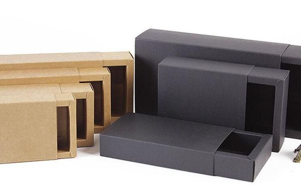 Mode Männer Fliege Geschenkkarton 14X7x3cm Kraft Paper Black Men Schmetterling Krawatten Fliege Drawer Diaplay Kästen ZA6083 100