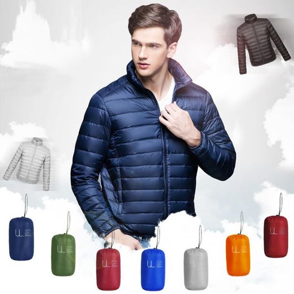 

winter casual down jacket ultra light white duck down jacket men windbreaker coat male outwear loose ultra light parka, Black