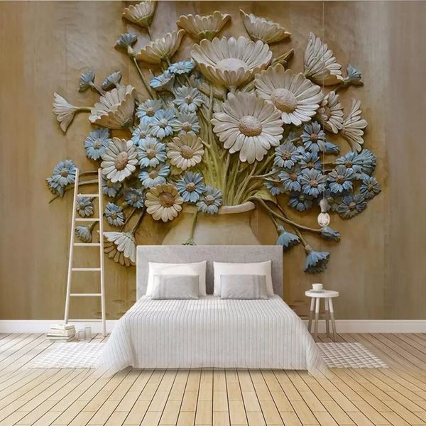 Acquista Carta Da Parati Moderna Cinese 3d Soggiorno Tv Sfondo Muro Di Carta Orchidea Personalizzato Muro Rivestimento Murale Classico Vaso Arakdi A