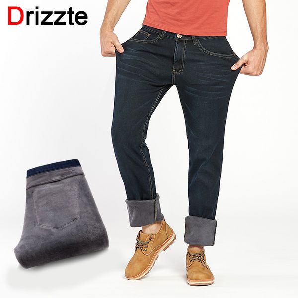 

drizzte winter warm flannel lined stretch denim jeans slim fit trousers pants 33 34 35 36 38 40 42 jeans men's, Blue