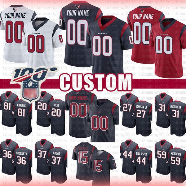 

custom houston jersey cullen gillaspia texan damarea crockett duke johnson jr. will fuller v higdon jr warrin reid addae mercilus scharping, Black;red