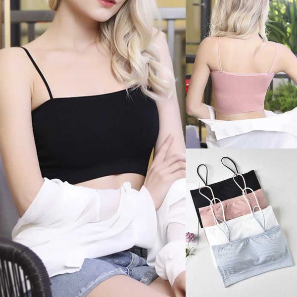 

women tank crop bra underwear seamless tube back hollow lingerie wire intimates with removable padded 2020, Black;white