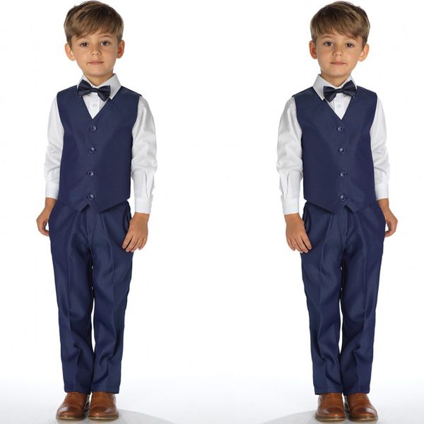 Primavera Meninos Formal Wear Para O Casamento Marinha Duas Peças Crianças Smoking Moda Custom Made Baby Boy Roupas (Colete + Calças)