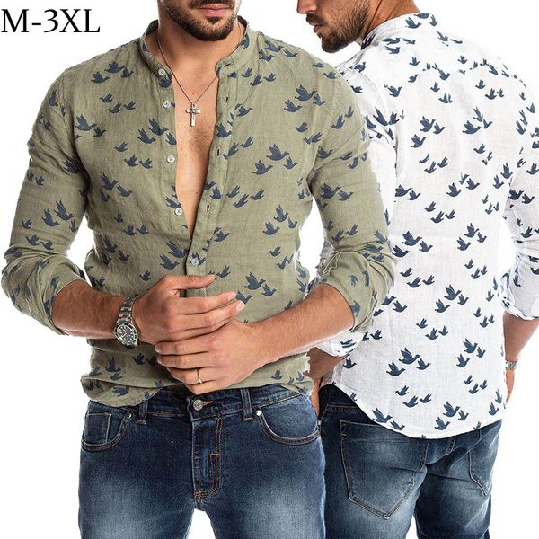 

гавайская рубашка мужская мода повседневная утка печатные рубашки осень с длинным рукавом slim fit кнопка разрез корейский вырезать воротник, White;black