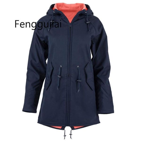 

ветрозащитная верхняя одежда с плюшем зимой пальто женщины с капюшоном zip up длинный рукав твердой шинели женской карманной ветровки, Tan;black