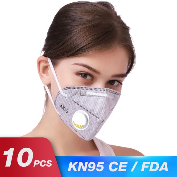 

10pcs kn95 ce / fda dustproof anti-fog breathable face with breathing valve 95% filtration n95 masks features as kf94 ffp2