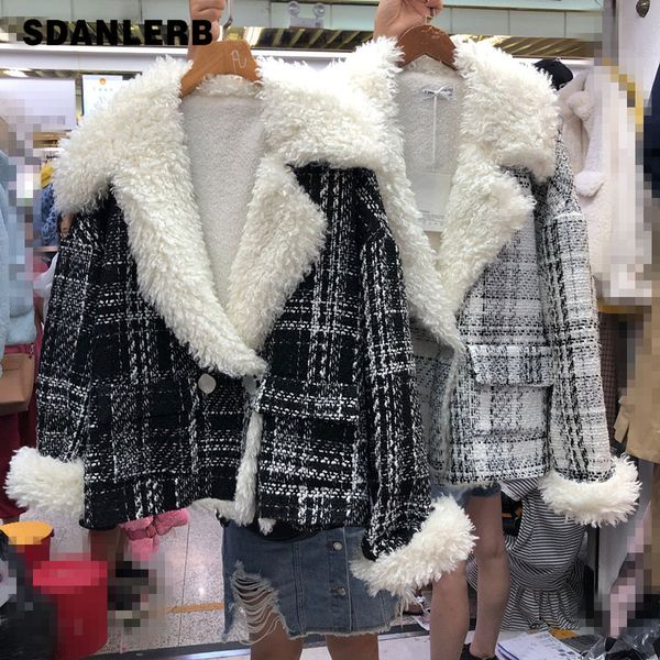 

cotton coat women winter warm fur coat new korean chic loose lamb jacket thickened short overcoat female lady street parka, Black