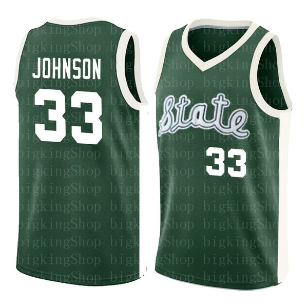 

ncaa michigan state spartans 33 earvin johnson jersey magic green white college 33 larry bird basketball jersey121, Black