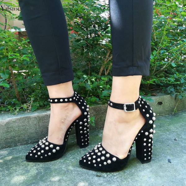 

rontic new arrival women pumps square high heel pumps elegant pointed toe casual prom ladies shoes women us size 4-15, Black