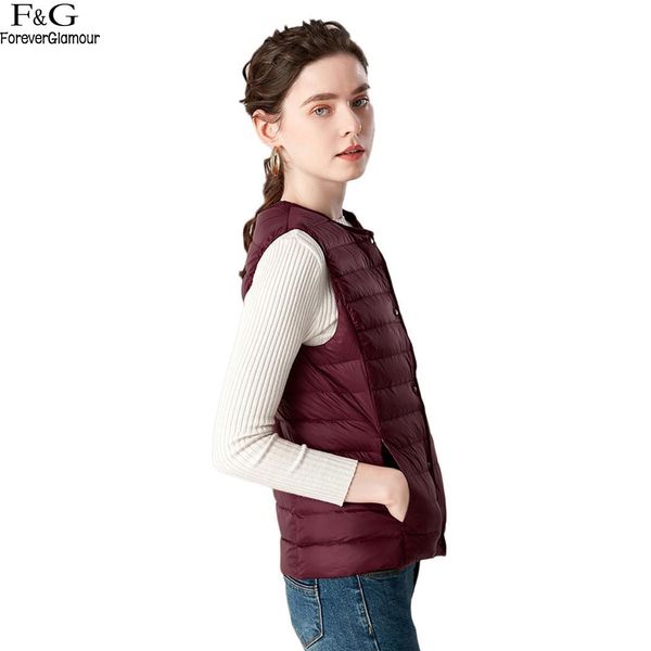 

sleeveless winter button closure solid o-neck slim women warm casual vest autumn spring, Black;white