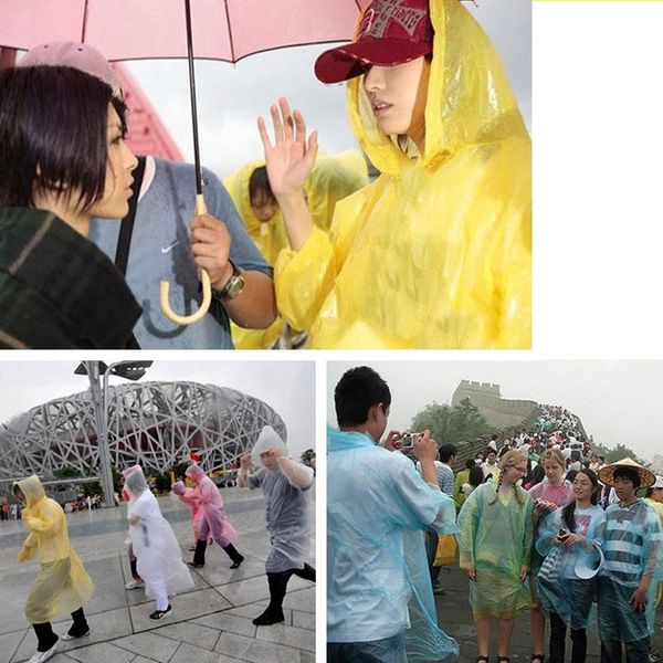 

disposable raincoat emergency waterproof hood poncho travel camping must rain coat one-time emergency rainwear