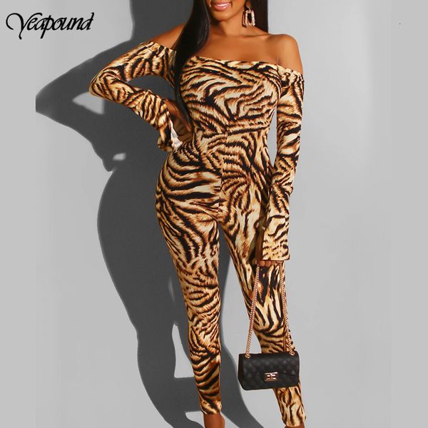 

autumn print slash neck slit long sleeve jumpsuit autumn women backless jumpsuit streetwear slim outfits body overalls