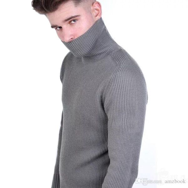 

2019 высокое качество водолазка вязаный свитер с длинным рукавом теплые свитера черный белый серый свитер -2xl дизайнер sweatershirts 8810, White;black