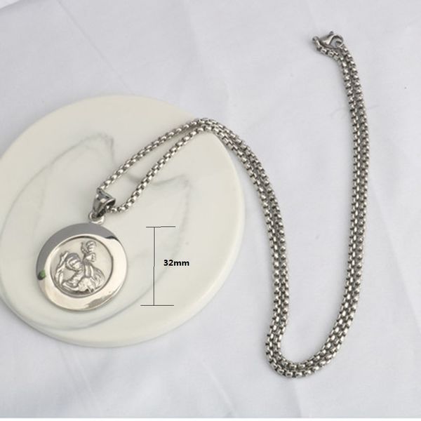 

2019 stainless steel saint chriser necklace for travellers talisman, Silver