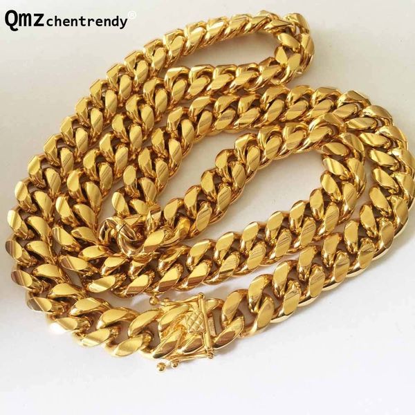 

new arrival 8mm/10mm/12mm/14mm stainless steel miami curb cuban chain necklaces mens casting dragon lock clasp jewelry, Silver