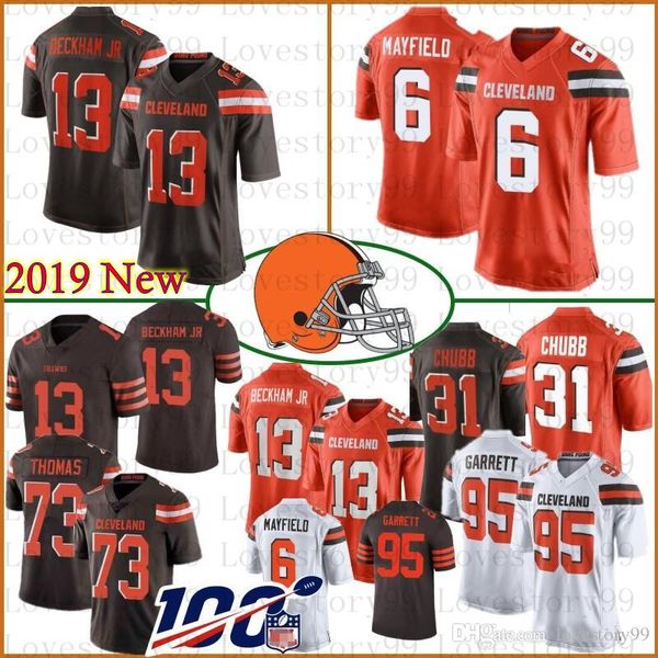 

Cleveland 6 Baker Mayfield Brown Jersey 13 Odell Beckham Jr Jersey 95 Myles Garrett 24 Chubb 80 Landry 21 Denzel Ward Stitched New Jerseys