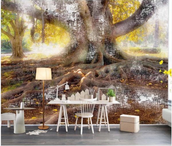 

3d murals wallpaper for living room forest big tree background wall painting