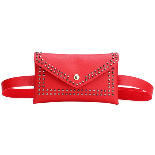 

women belt bag outdoor rivets hasp solid color chest bag waist lady small pockets waist packs messenger #t1p