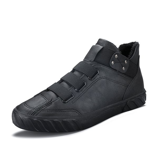 

men snow boots winter plush warm men boots lace-up non-slip male ankle boots waterproof man sneakers, Black