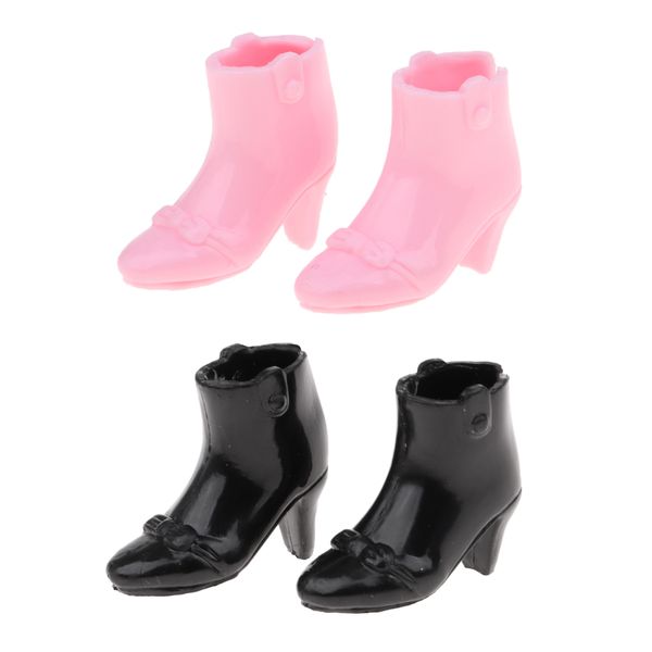 

1/6 bjd girl dolls boots plastic high heels for blythe dolls party dress-up accessory pink & black