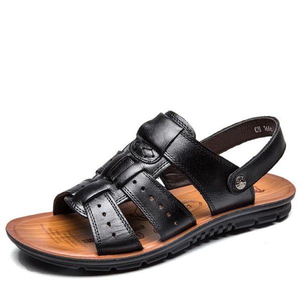 

large size 39-47 beach sandals 2019 summer non slip breathable men causal shoes men sandals slippers s-216, Black