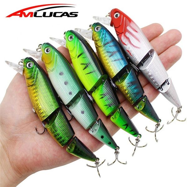 

amlucas jointed fishing lure 10cm 15.5g minnow hard bait artificial fishing wobblers plastic fish pesca fishing tackle ww213