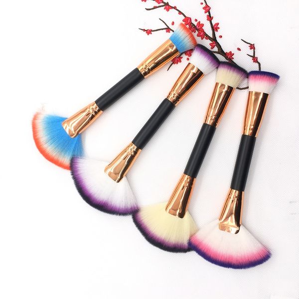 

professional powder double head fan shaped make up brush maquiagem foundation contour makeup brushes make up tool