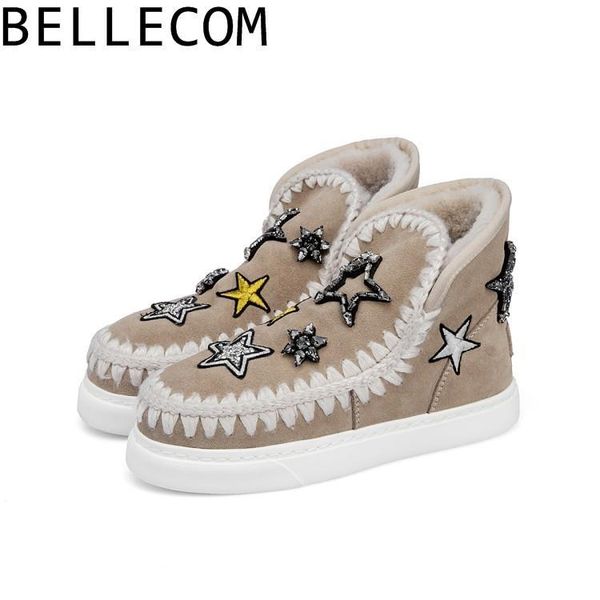 

bellecom new women's leather british wind army boots with boots women shoes woman ankle for women platform shoes, Black