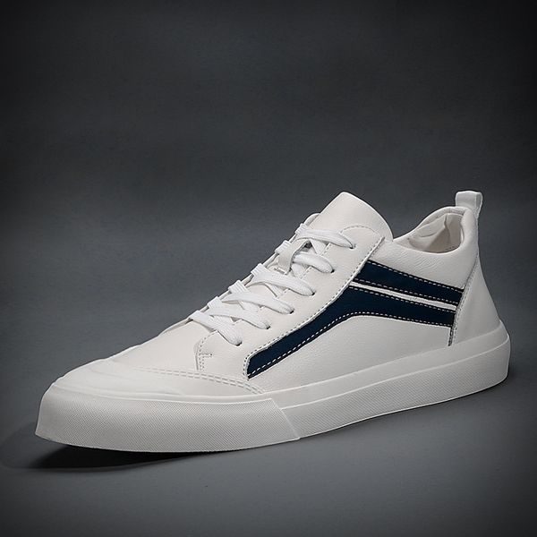 

2020 genuine leather white shoes men sneakers cool young mens casual shoes fashion male footwear white sneakers a2130, Black