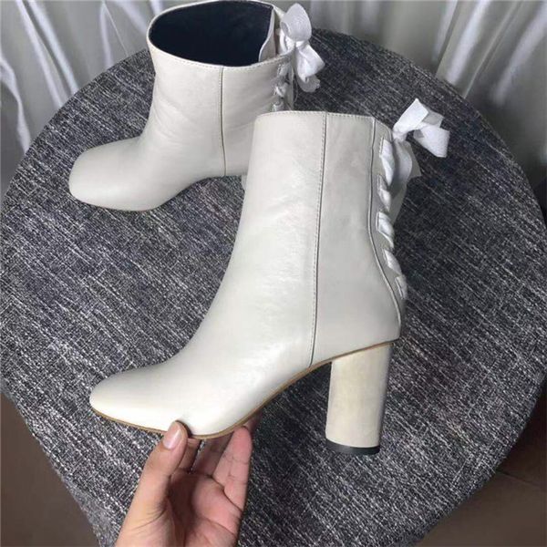 

women high heel ankle boots genuine leather lady chunky heel shoes luxury designer female ankle boots epacket shipping, Black