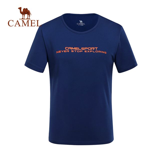 

camel men women outdoor quick dry t-shirt summer breathable soft running hiking sport casual shirt o-neck short-sleeve, Gray;blue