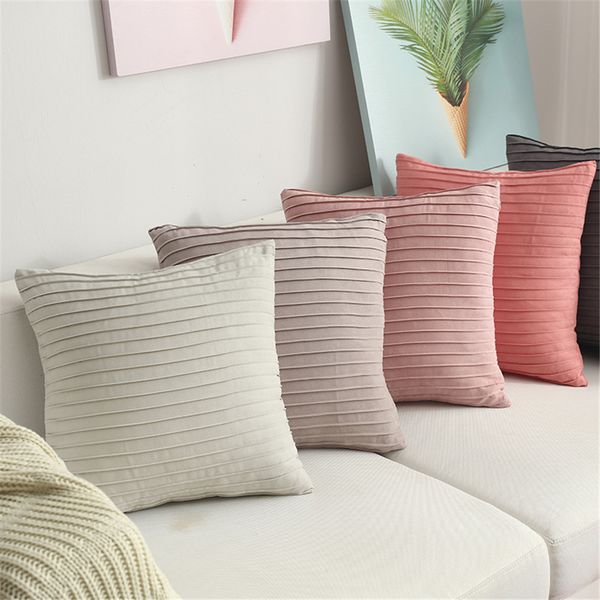 

cilected modern simple vertical stripes cushion cover velvet pillow cover suede throw pillows for sofa decoration 1pcs