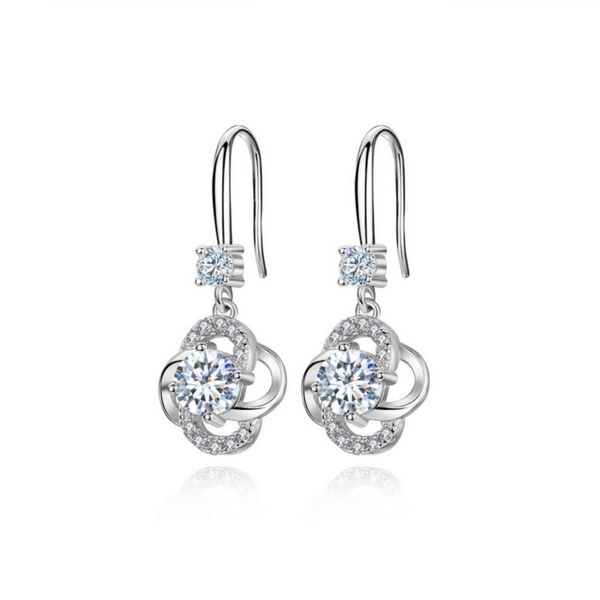 

sale zircon brincos women silver color drop earings clover earrings jewelry pendientes wedding jewelry accessories