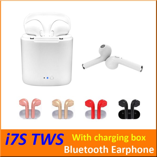 

i7s tws wireless bluetooth headphones earbuds earphones with charging box twins mini bluetooth earbuds for iphone x ios android + retail box