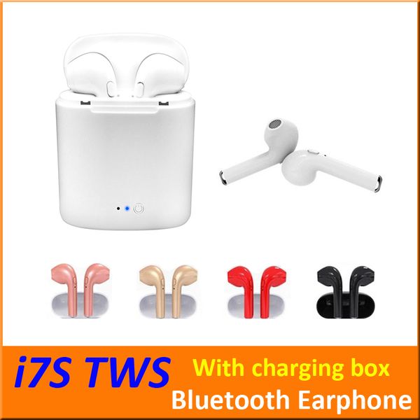 

i7s tws wireless bluetooth headphones earbuds earphones with charging box twins mini bluetooth earbuds for iphone x ios android + retail box