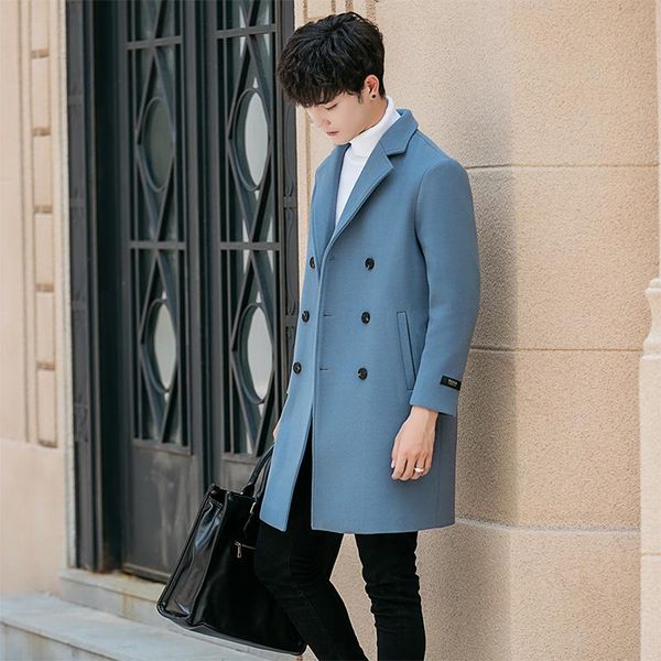 

мода-зима длинные пальто шерсти мужские отель abrigo chaqueta хомбре лана ларга покроя зимнее пальто мужчины манто homme шерстяной тренч, Black