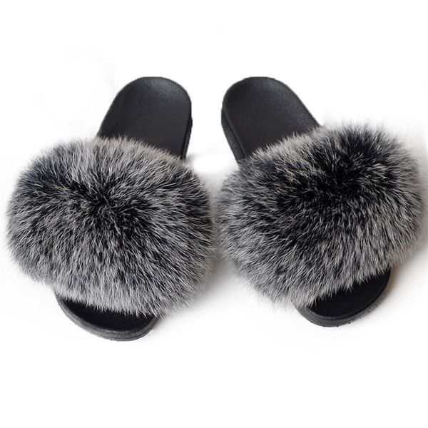 

new summer hair non-slip ladies non-slip fluffy fur slippers ladies furry slippers a variety of colors to choose from, Black
