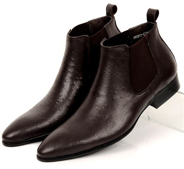 

fashion black / brown pointed toe ankle boots mens business shoes genuine leather dress shoes male formal