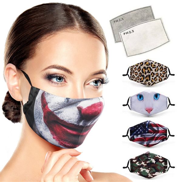 

3d cartoon face mask women men dustproof designer masks washable cotton magic face mask flag floral animal print breathable protective masks, Blue