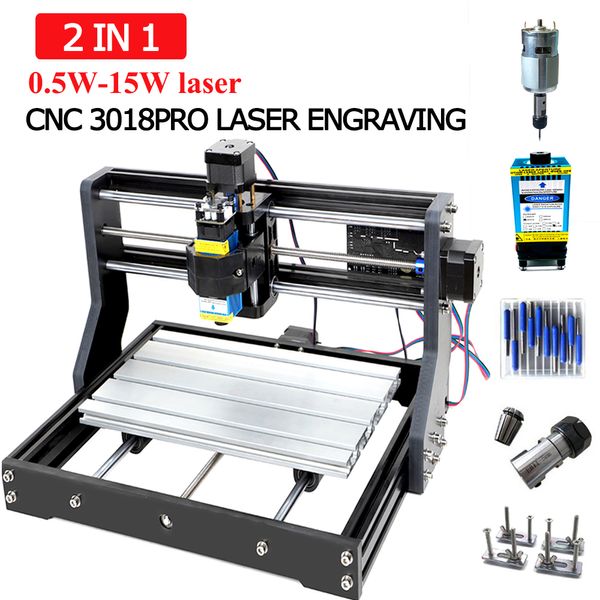 

3018pro laser engraving machine cnc 3 axis milling diy mini laser engraver for sculpture wood support offline use power 0.5w-15w